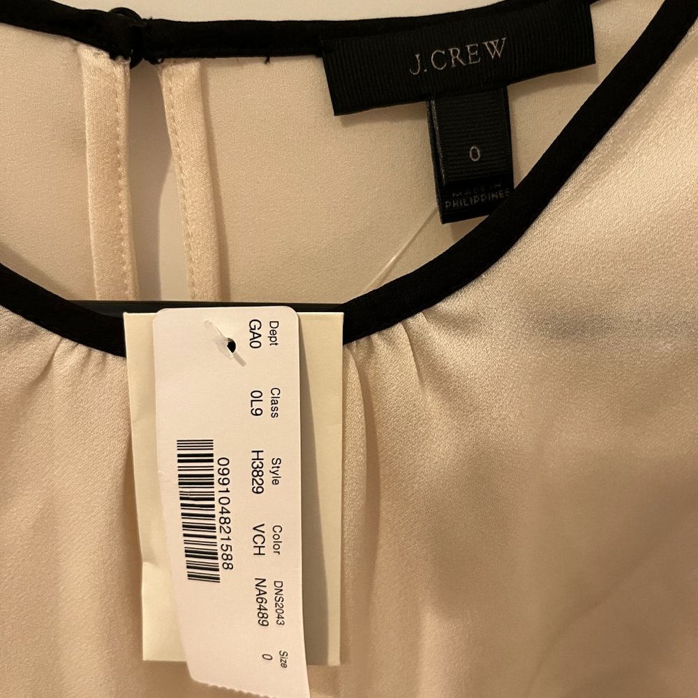 Women's JCrew NWT Cream & Black Blouse Size 0 - Picture 2 of 3